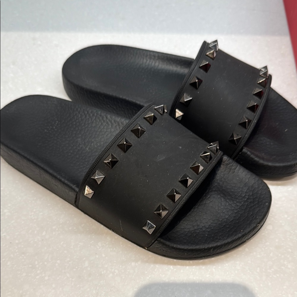 Black Studded Slide Sandals